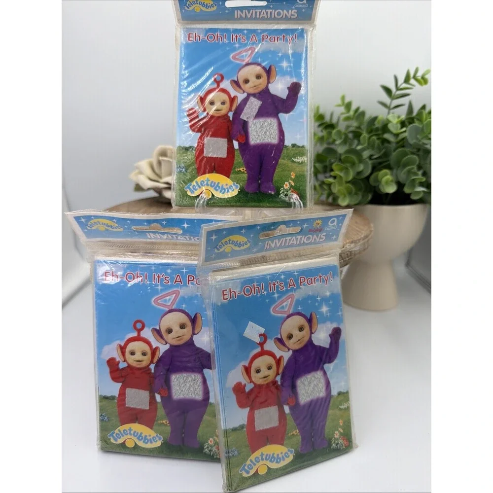 Teletubbies Party Invitations Cards 1998 8ct X3 one Card Minor Flaw As Described